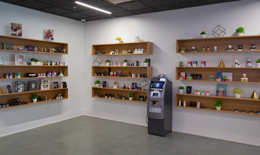 Zen Leaf Cannabis Dispensary Interior Shelves and ATM in Altoona PA