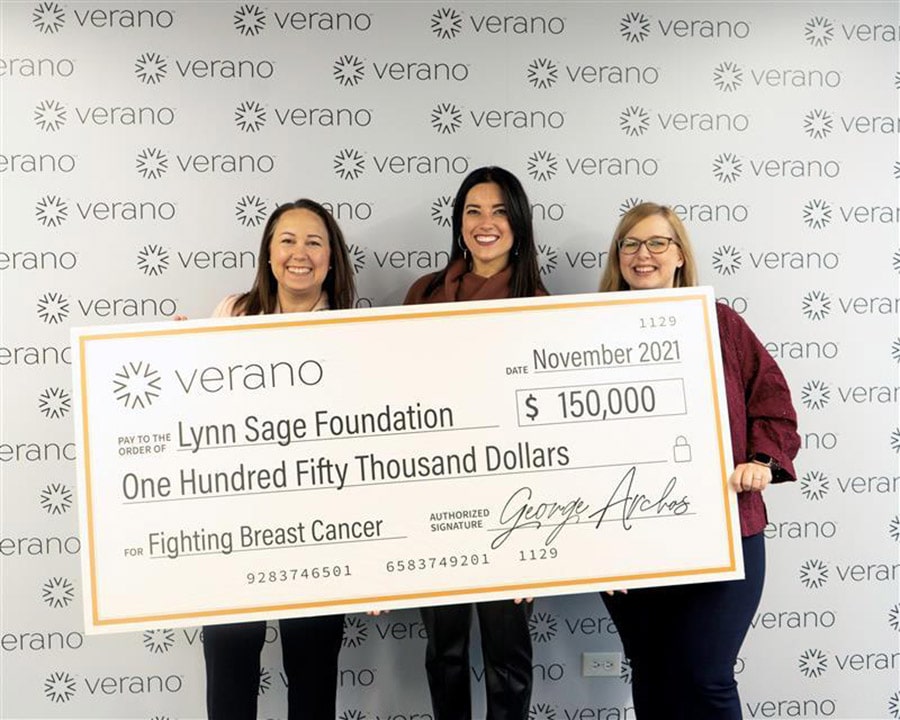 Verano Donates $150,000 to Lynn Sage Breast Cancer Foundation 
